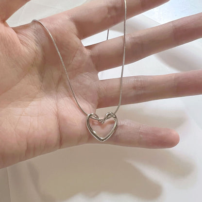 Women's Titanium Steel Love Heart Necklace Simple Light Luxury Jewelry Hausofjb
