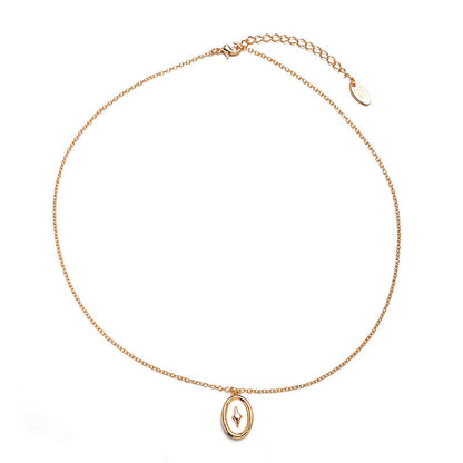 Malachite Electroplated Round Necklace Retro Fashion Jewelry Copper Zircon Hausofjb