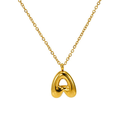 English Letter Necklace For Women Titanium Steel Bubble Glossy Finish Hausofjb
