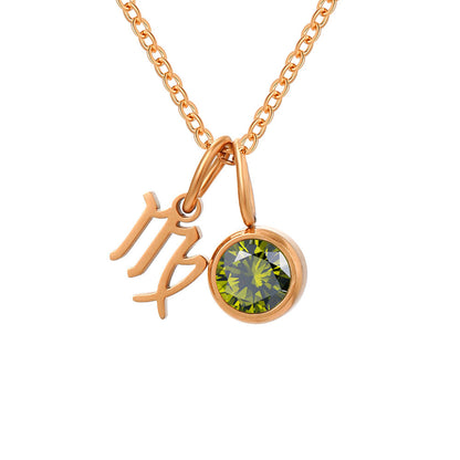 Birthstone Constellation Pendant Necklace For Women Titanium Steel Hausofjb