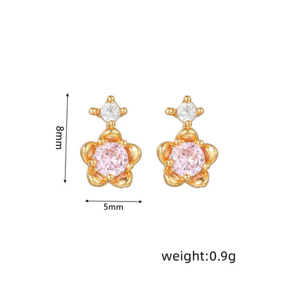 16 Pairs Pink Heart Stud Hoop Huggies Drop Earrings Set, 18K Gold Plated Stacking CZ & Pearl Designs, Planet Snowflake Moon Star | Cubic Zirconia