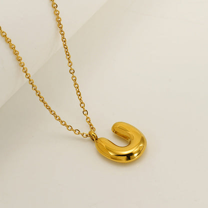 English Letter Necklace For Women Titanium Steel Bubble Glossy Finish Hausofjb