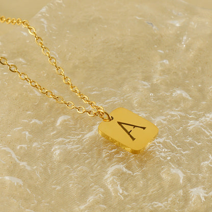 Titanium Steel Letter Square Necklace Fashion English Letters For Women Hausofjb