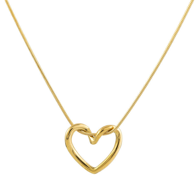 Women's Titanium Steel Love Heart Necklace Simple Light Luxury Jewelry Hausofjb