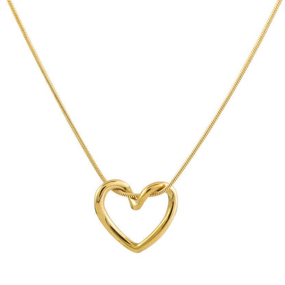 Women's Titanium Steel Love Heart Necklace Simple Light Luxury Jewelry Hausofjb