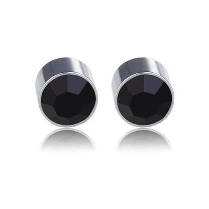 Multicolor Stainless Steel Magnetic Round Stud Earrings for Men Women, 6mm Round CZ Inlaid Magnetic Earrings Non-Piercing Clip On Stud Earring