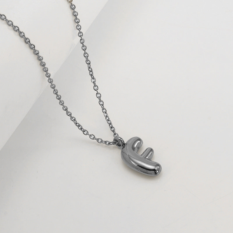 English Letter Necklace For Women Titanium Steel Bubble Glossy Finish Hausofjb