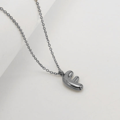 English Letter Necklace For Women Titanium Steel Bubble Glossy Finish Hausofjb