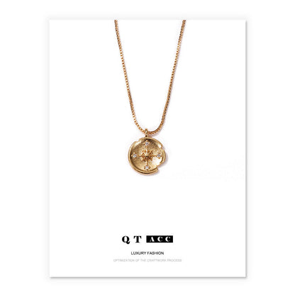 Malachite Electroplated Round Necklace Retro Fashion Jewelry Copper Zircon Hausofjb