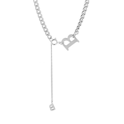 Personalized Titanium Steel Unisex Hip Hop Big Letter Necklace Hausofjb