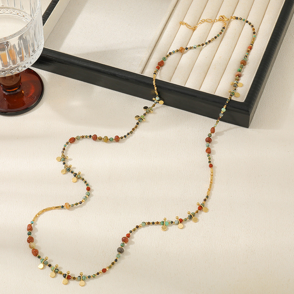 Women's Bohemian Four Leaf Clover Bead Copper Necklace Retro Style Hausofjb