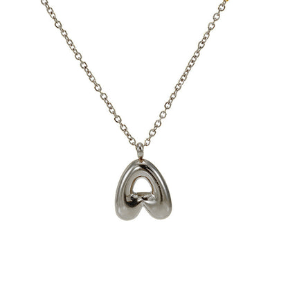 English Letter Necklace For Women Titanium Steel Bubble Glossy Finish Hausofjb