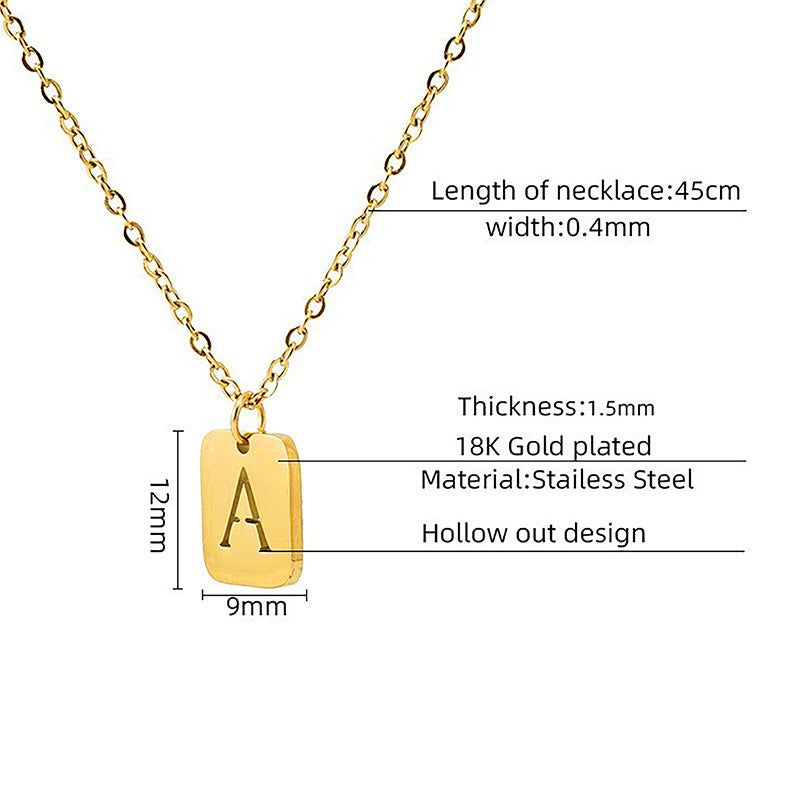 Titanium Steel Letter Square Necklace Fashion English Letters For Women Hausofjb
