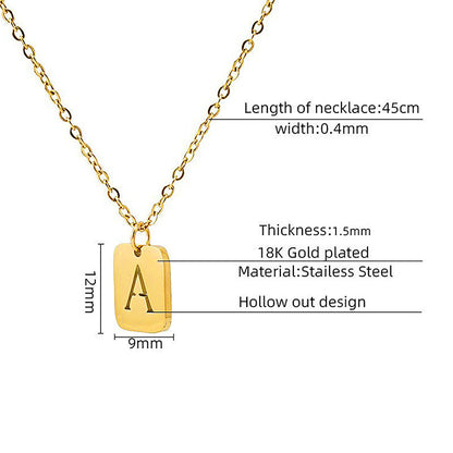 Titanium Steel Letter Square Necklace Fashion English Letters For Women Hausofjb