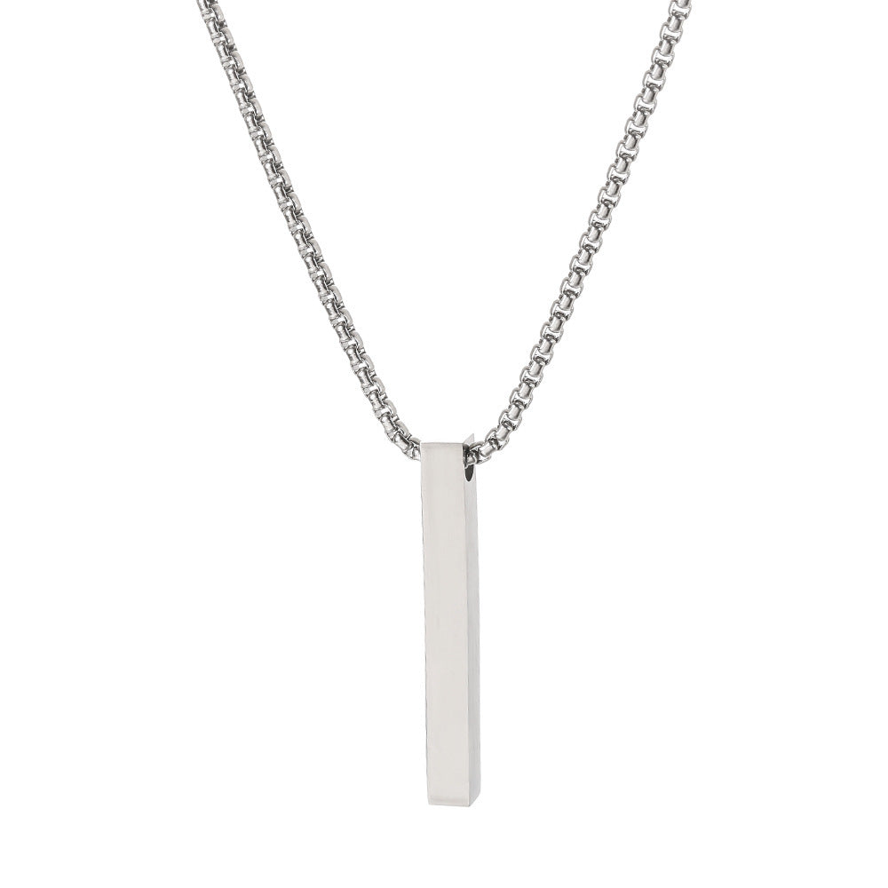 Unisex Stainless Steel Long Stick Necklace Hip Hop Style Square Element Hausofjb