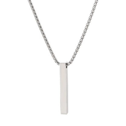 Unisex Stainless Steel Long Stick Necklace Hip Hop Style Square Element Hausofjb