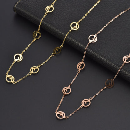 F Initial Titanium Necklace for Women Rose Gold and Gold Hausofjb