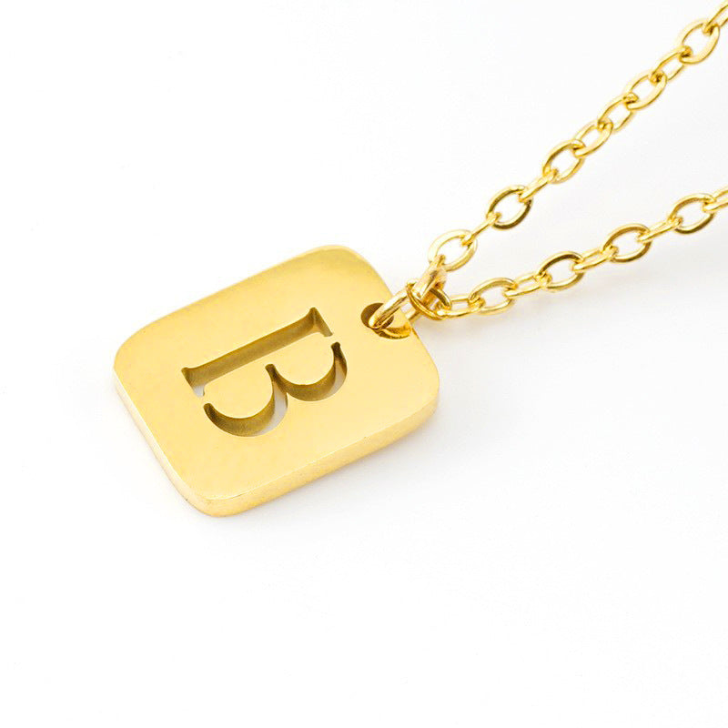 Titanium Steel Letter Square Necklace Fashion English Letters For Women Hausofjb