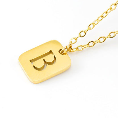 Titanium Steel Letter Square Necklace Fashion English Letters For Women Hausofjb