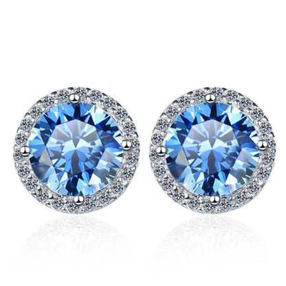 S925 Multicolor Moissanite Halo Stud Earrings, Sterling Silver 10 Color Round-Cut Certificated Moissanite Jewelry for Men & Women, Simple & Stylish Gift for Wedding, Birthday, Anniversary