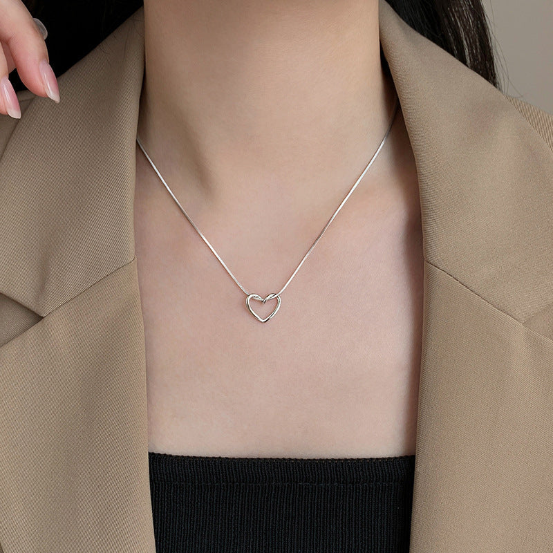 Women's Titanium Steel Love Heart Necklace Simple Light Luxury Jewelry Hausofjb
