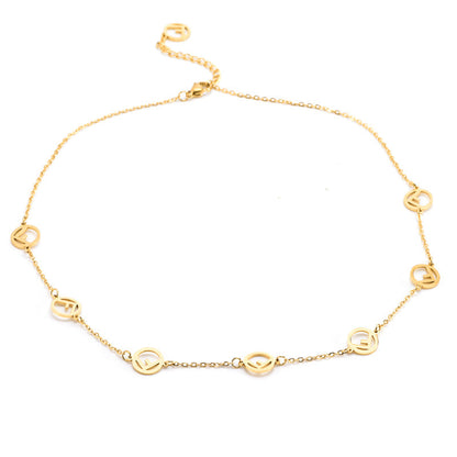 F Initial Titanium Necklace for Women Rose Gold and Gold Hausofjb