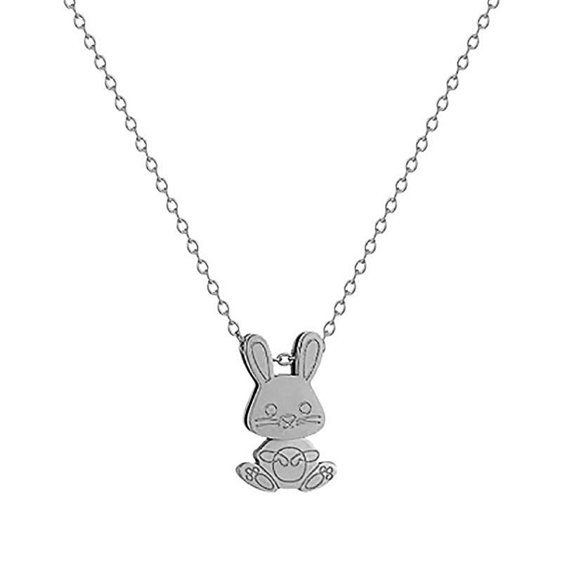 Movable Bunny Zodiac Necklace Titanium Steel for Women Hausofjb