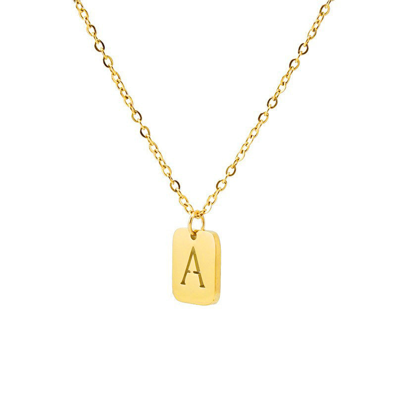 Titanium Steel Letter Square Necklace Fashion English Letters For Women Hausofjb