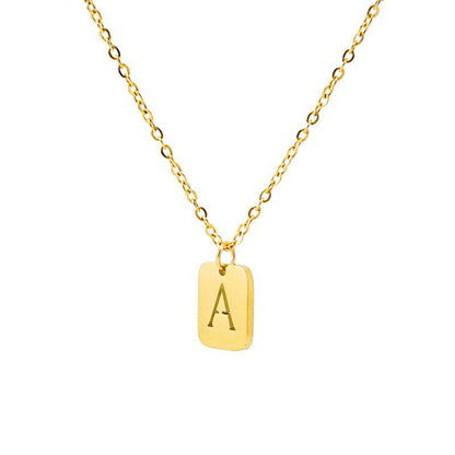 Titanium Steel Letter Square Necklace Fashion English Letters For Women Hausofjb