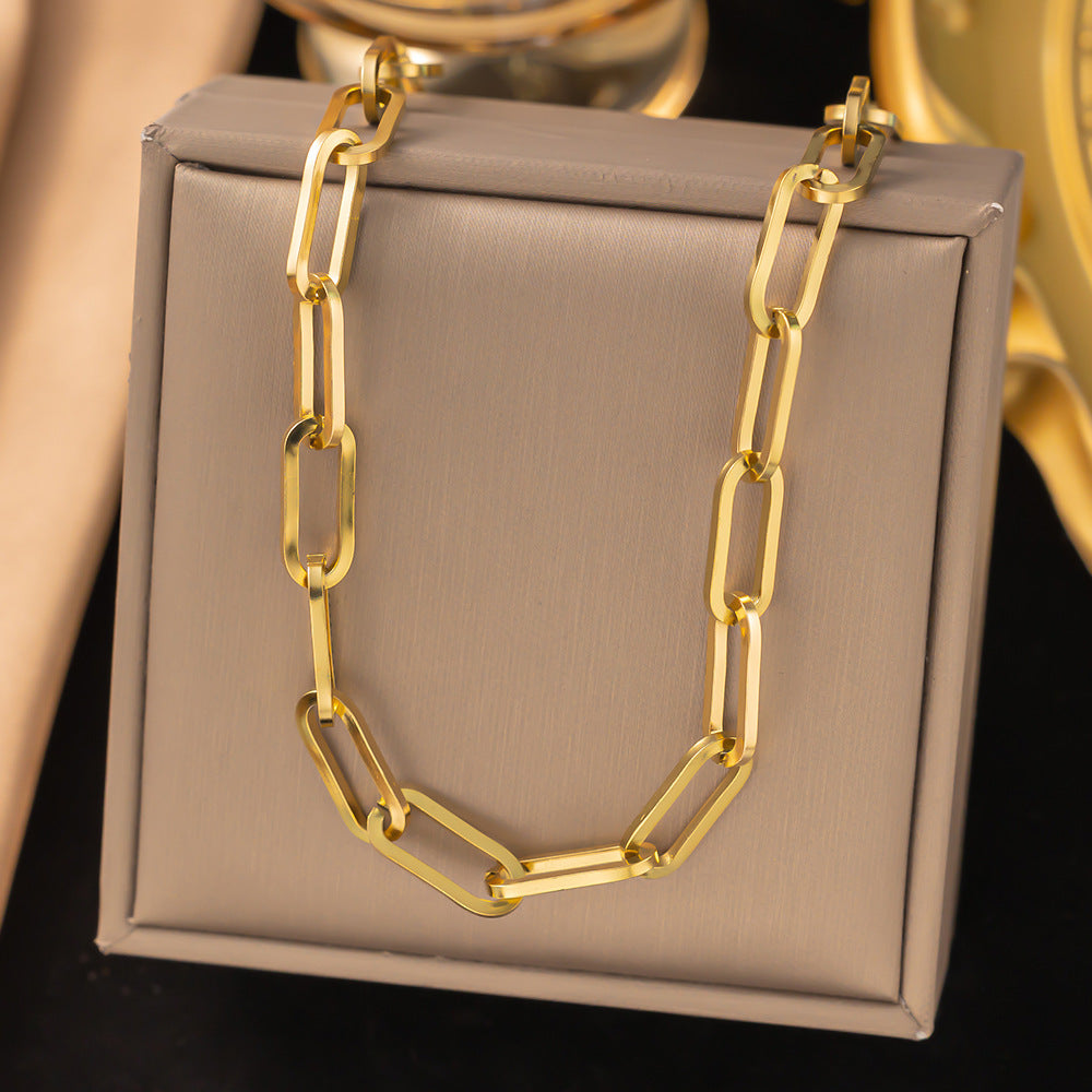 Light Luxury Clavicle Chain Necklace Titanium Steel Minimalist Style Hausofjb