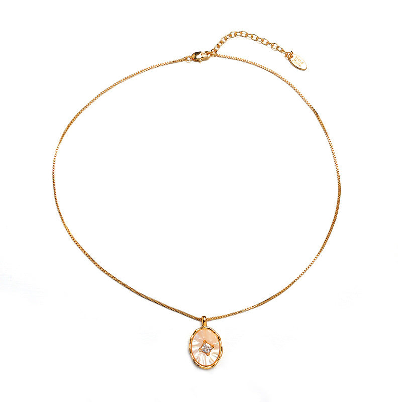 Malachite Electroplated Round Necklace Retro Fashion Jewelry Copper Zircon Hausofjb