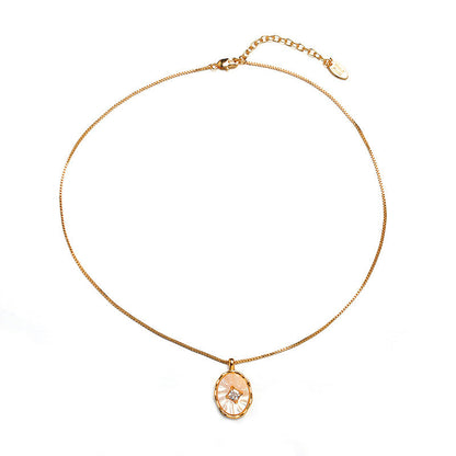 Malachite Electroplated Round Necklace Retro Fashion Jewelry Copper Zircon Hausofjb