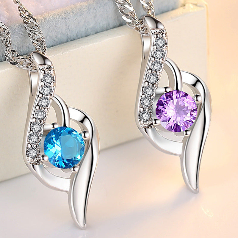 Womens Simple Inlaid Zircon Collarbone Necklace Summer Hausofjb