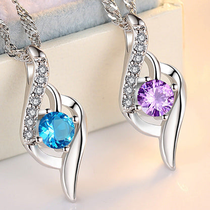 Womens Simple Inlaid Zircon Collarbone Necklace Summer Hausofjb