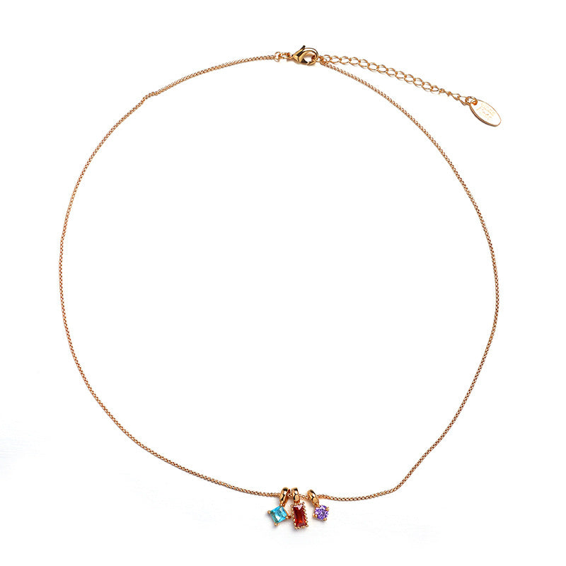 Malachite Electroplated Round Necklace Retro Fashion Jewelry Copper Zircon Hausofjb