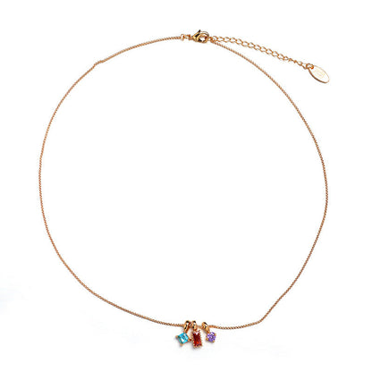Malachite Electroplated Round Necklace Retro Fashion Jewelry Copper Zircon Hausofjb