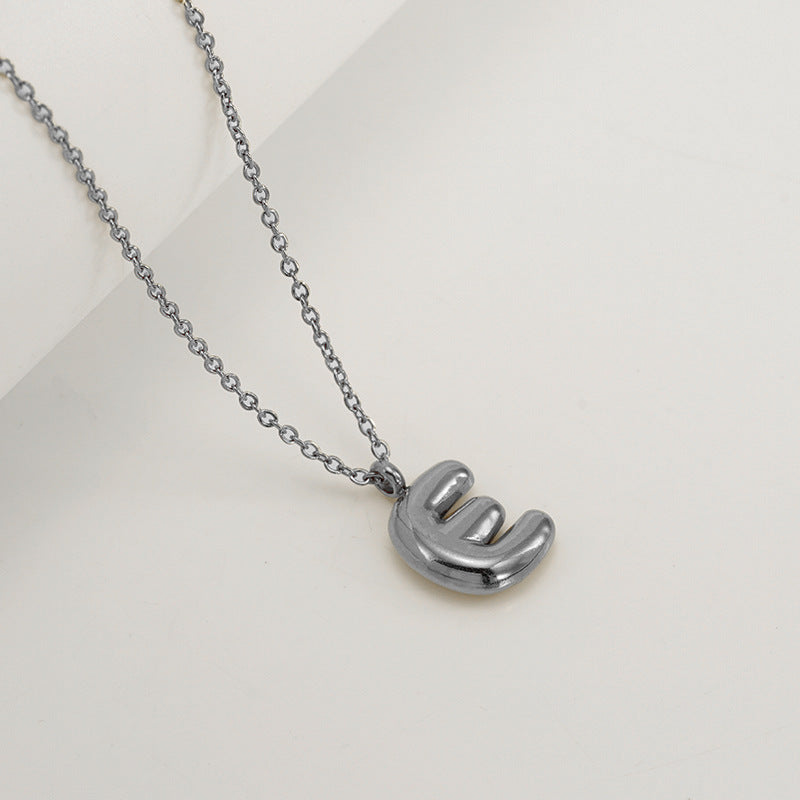 English Letter Necklace For Women Titanium Steel Bubble Glossy Finish Hausofjb