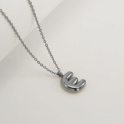 English Letter Necklace For Women Titanium Steel Bubble Glossy Finish Hausofjb