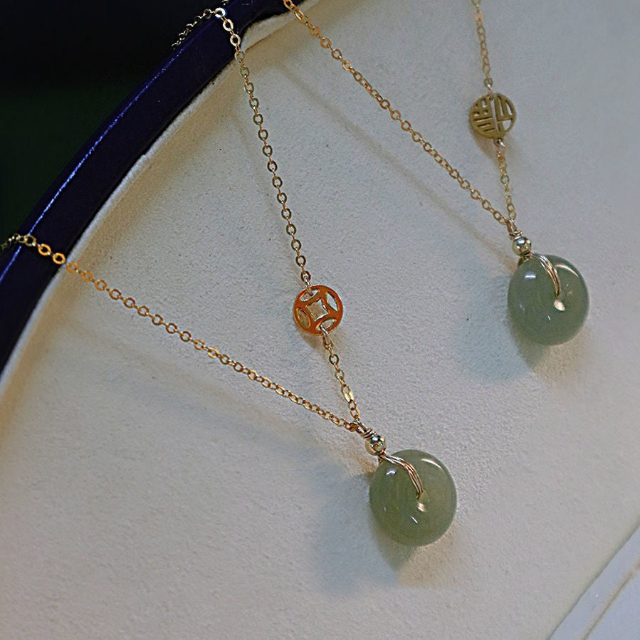 Jade Collarbone Chain Necklace Women Summer Geometric Korean Style Hausofjb