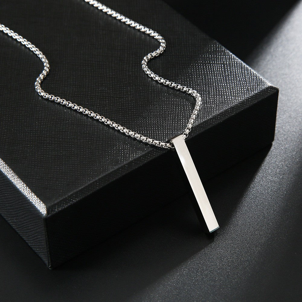 Unisex Stainless Steel Long Stick Necklace Hip Hop Style Square Element Hausofjb