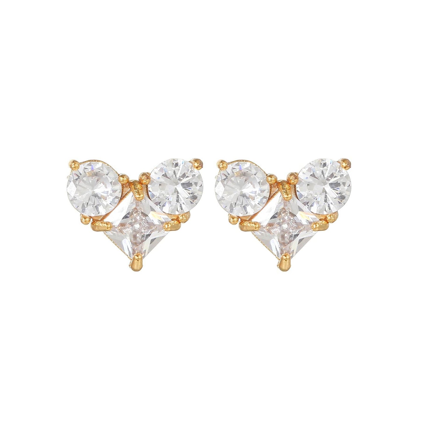 16 Pairs Pink Heart Stud Hoop Huggies Drop Earrings Set, 18K Gold Plated Stacking CZ & Pearl Designs, Planet Snowflake Moon Star | Cubic Zirconia