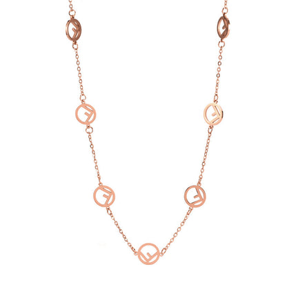 F Initial Titanium Necklace for Women Rose Gold and Gold Hausofjb