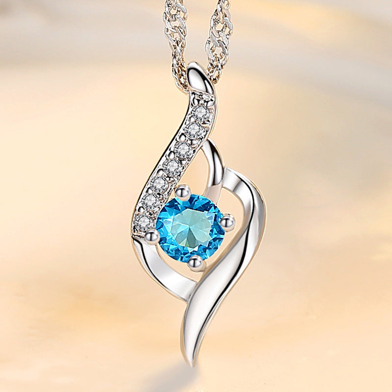 Womens Simple Inlaid Zircon Collarbone Necklace Summer Hausofjb