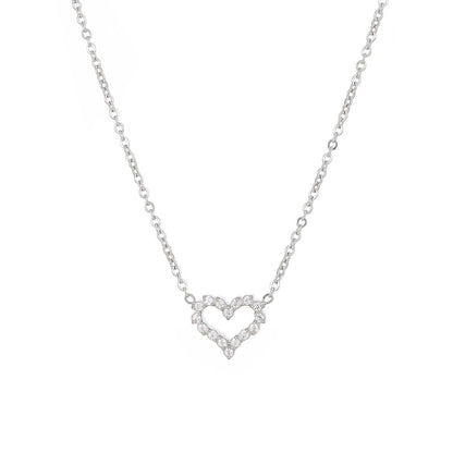 Hollow Heart Collarbone Necklace Titanium Steel Gold Plated Hausofjb