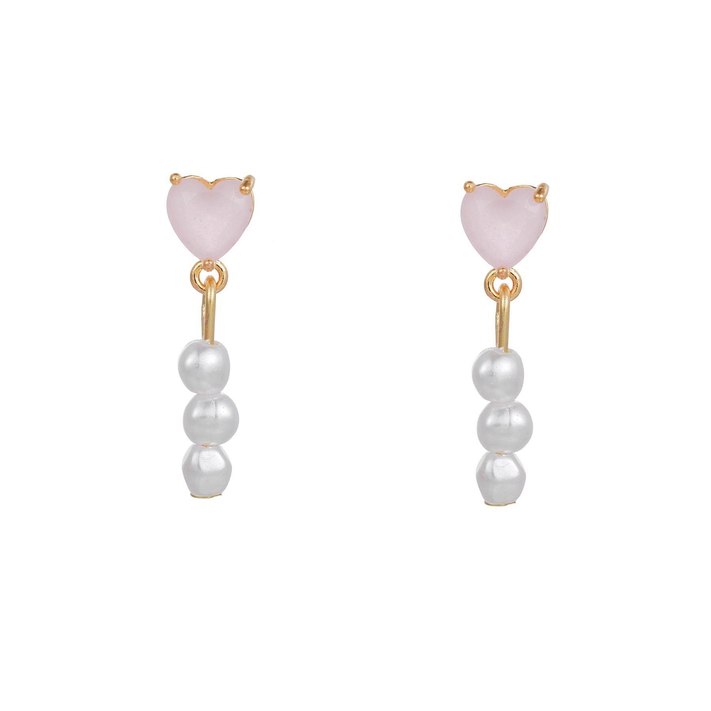 16 Pairs Pink Heart Stud Hoop Huggies Drop Earrings Set, 18K Gold Plated Stacking CZ & Pearl Designs, Planet Snowflake Moon Star | Cubic Zirconia
