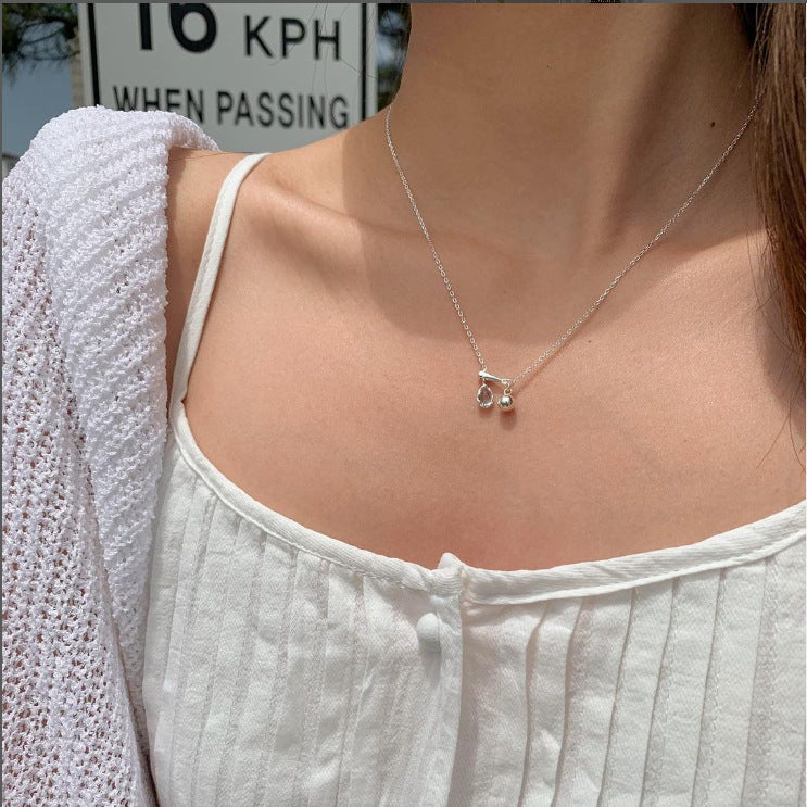 Korean Style Sterling Silver Zircon Necklace Blue Diamond Hausofjb