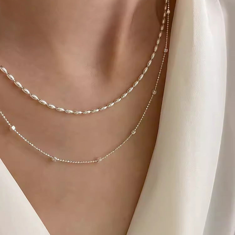 Women's Italian Square Minimalist Necklace Solid Polka Dot Design Hausofjb