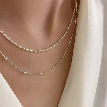 Women's Italian Square Minimalist Necklace Solid Polka Dot Design Hausofjb