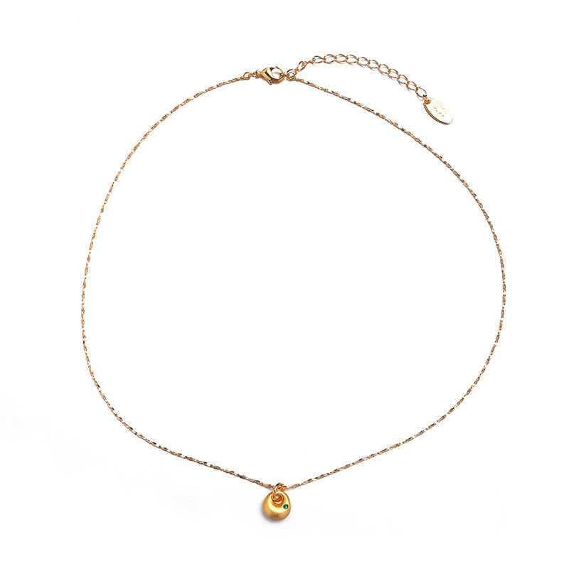 Malachite Electroplated Round Necklace Retro Fashion Jewelry Copper Zircon Hausofjb