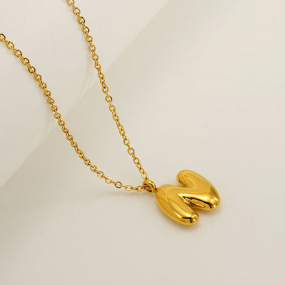 English Letter Necklace For Women Titanium Steel Bubble Glossy Finish Hausofjb